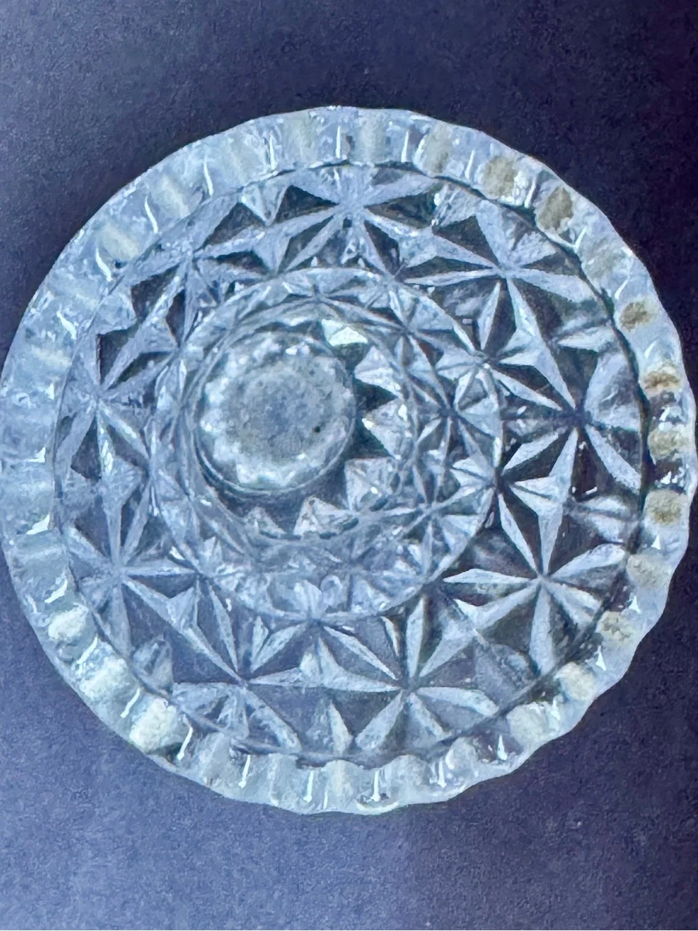 Vintage Clear Textured Glass Bud Candle Holder - Decorative Pressed Design